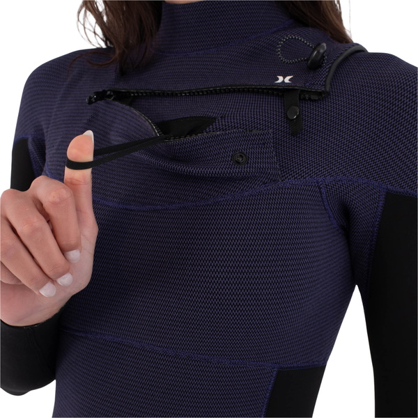 2026 Hurley Womens Plus 3/2mm Chest Zip Wetsuit WFS0012302 - Vintage Iris